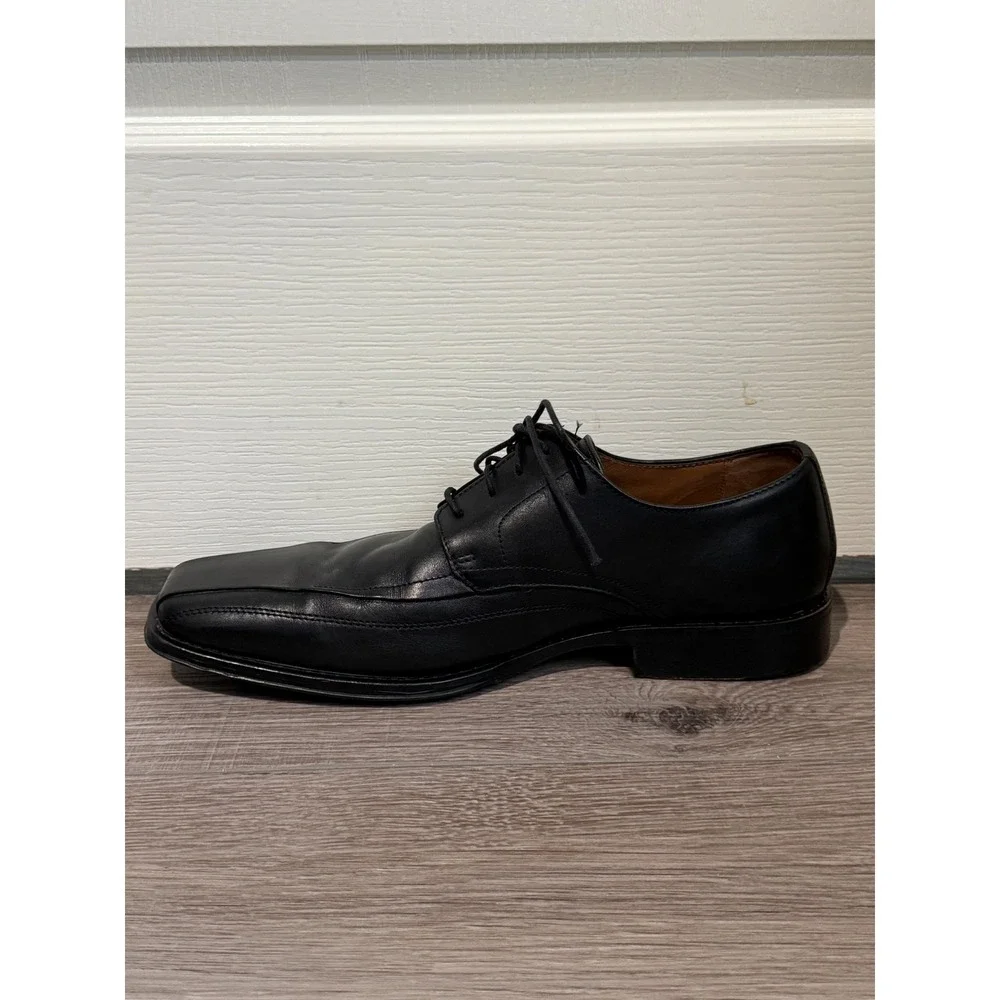 Johnston‎ & Murphy Mens Black Leather Square Bicycle Toe Oxford Dress Shoes 11.5